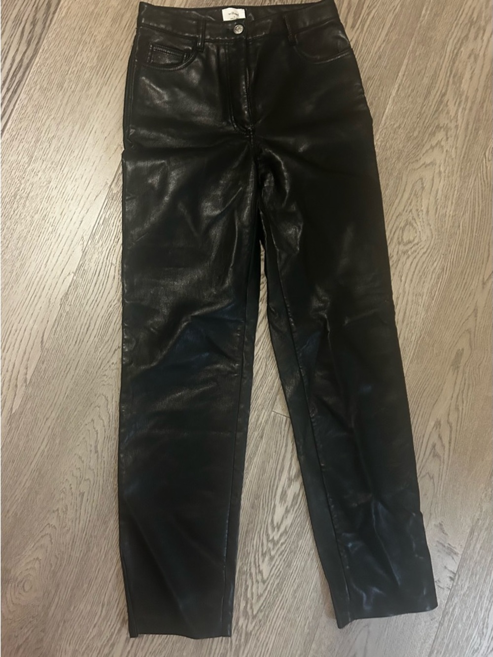 Wilfred Black Faux Leather Straight-Leg Pants